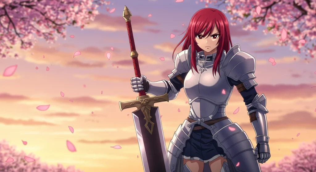 أقوى 10 نساء في الأنمي يخفين قوتهن الحقيقية – دليل أنمي ويتشر AnimeWitcher 2025 2 1. إيرزا سكارليت - فيري تيل