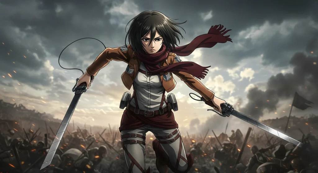 أقوى 10 نساء في الأنمي يخفين قوتهن الحقيقية – دليل أنمي ويتشر AnimeWitcher 2025 3 ميكاسا أكرمان – هجوم العمالقة