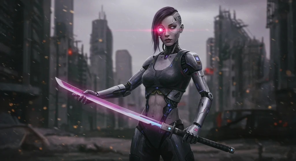 أفضل 10 أنمي خيال علمي مثل Cyberpunk Edgerunners 2 8 Cyborg girl warrior in post-apocalyptic world