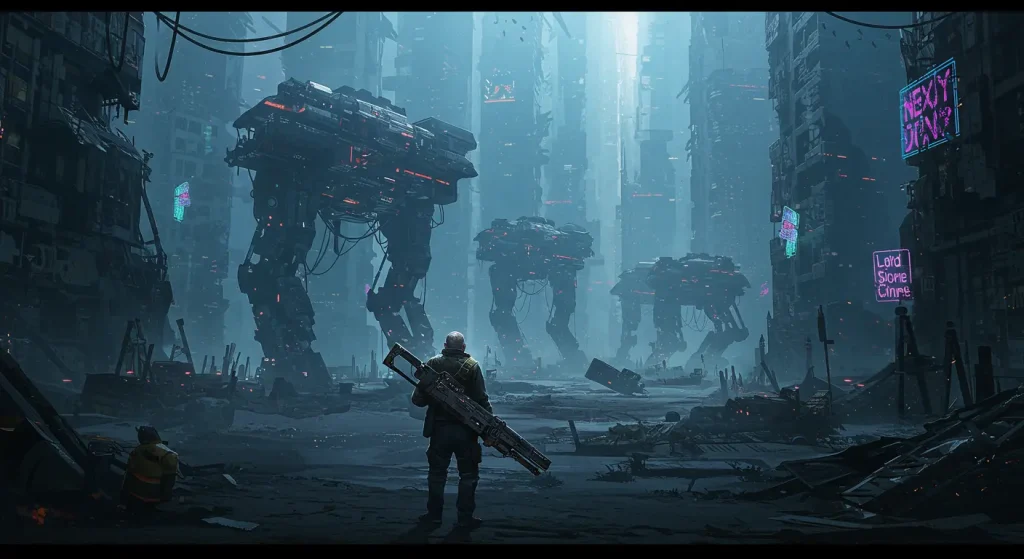 أفضل 10 أنمي خيال علمي مثل Cyberpunk Edgerunners 2 3 Wanderer with gun in endless futuristic city