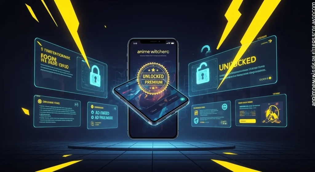 “مميزات تحميل انمي ويتشر مهكر (MOD APK) مع واجهة مفتوحة ومزايا مميزة مثل إزالة الإعلانات والوضع غير المتصل”