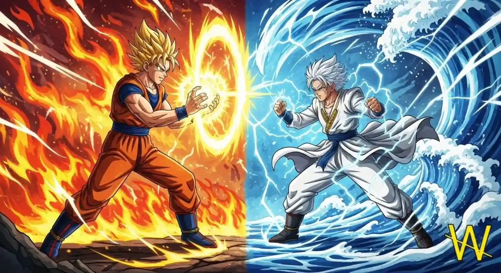 Dragon Ball vs One Piece: إرث الأنمي الأعظم بعد 30 عامًا 4 صورة أكشن مذهلة تُظهر معركة بين غوكو ولوفي تجسد صراع الأساطير في Dragon Ball vs One Piece وإرث أبطالهما الخارق.