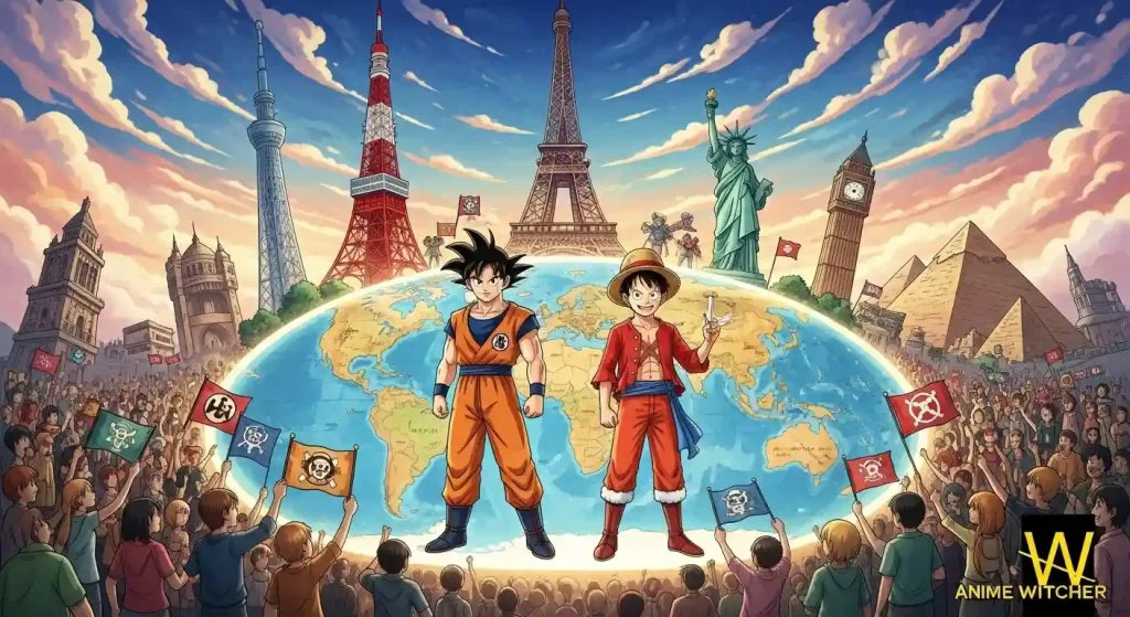 Dragon Ball vs One Piece: إرث الأنمي الأعظم بعد 30 عامًا 6 صورة تُظهر التأثير الثقافي والانتشار العالمي لكل من Dragon Ball vs One Piece وكيف أصبحا رمزًا للأنمي في مختلف أنحاء العالم.